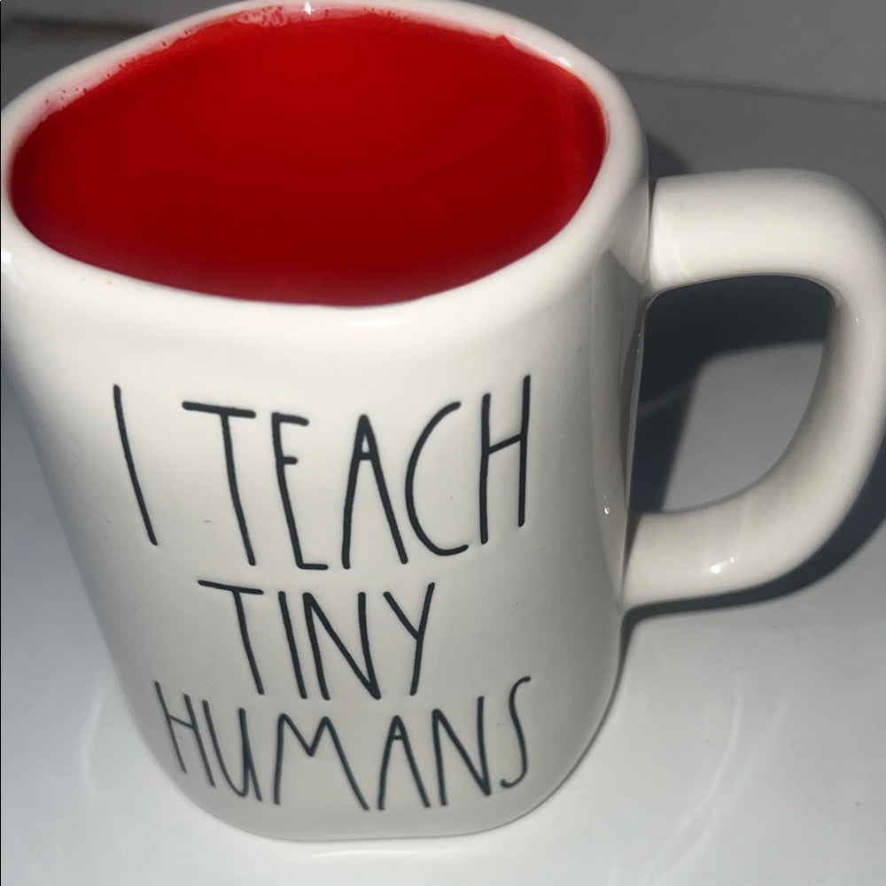 Rae Dunn White and Red Coffee Tea Mug - I Teach Tiny Human Artesian Collection - Picture 3 of 8